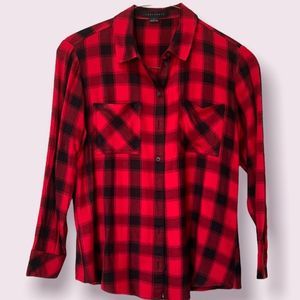Sanctuary Red and Black Plaid Small Long sleeve blouse